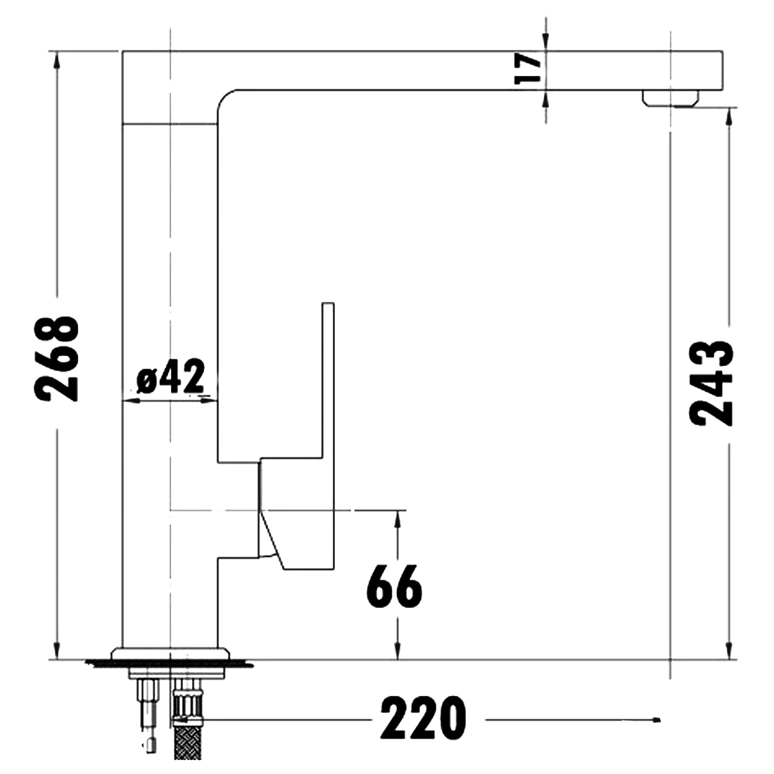 Rosa High Rise Square Sink Mixer Matte Black