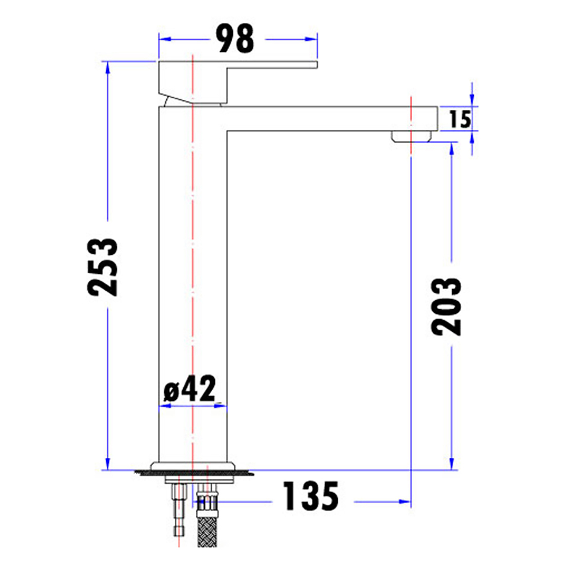 Rosa High Rise Basin Mixer Chrome