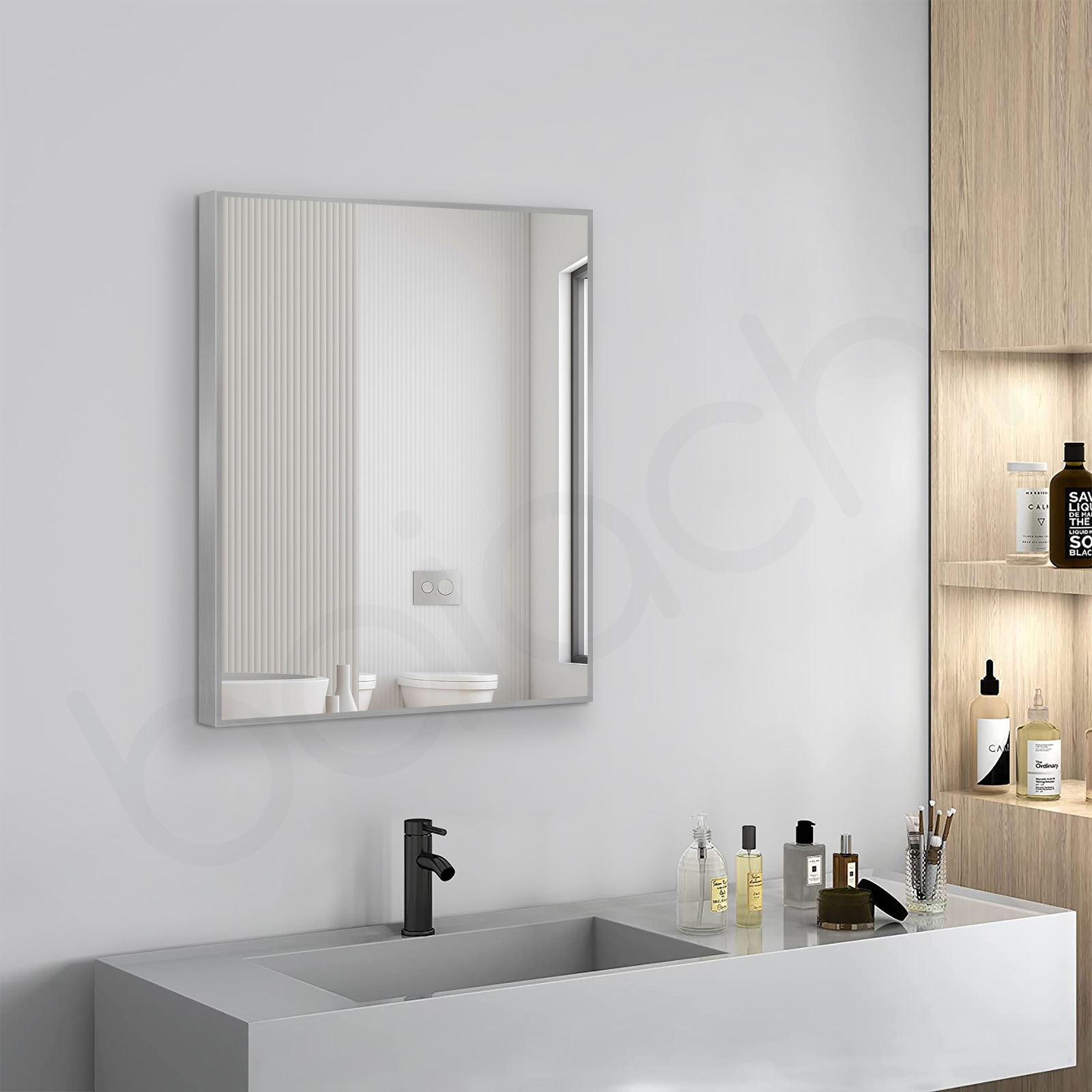 Eden Rectangle Frame Mirror Brushed Silver