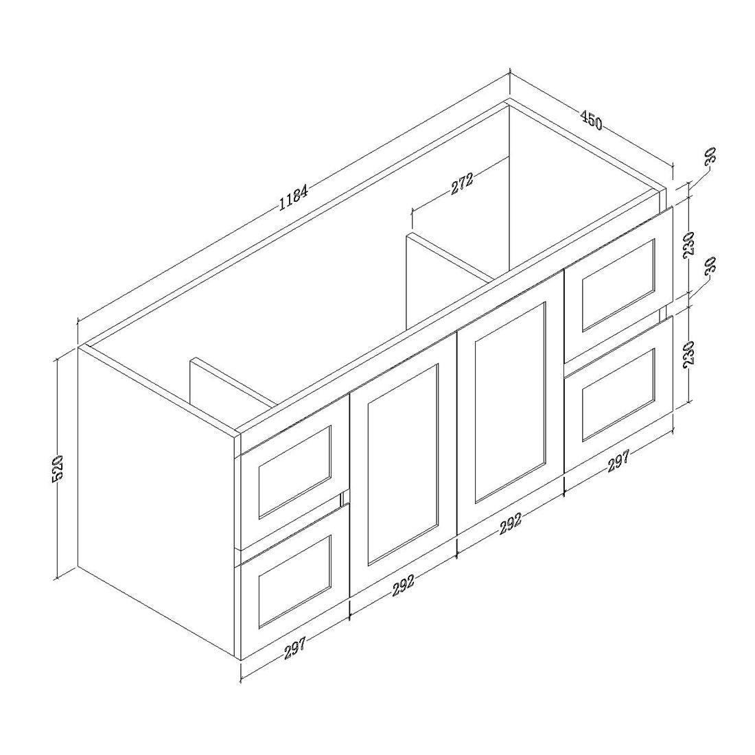 SHAKER PVC 1200 WH Cabinet