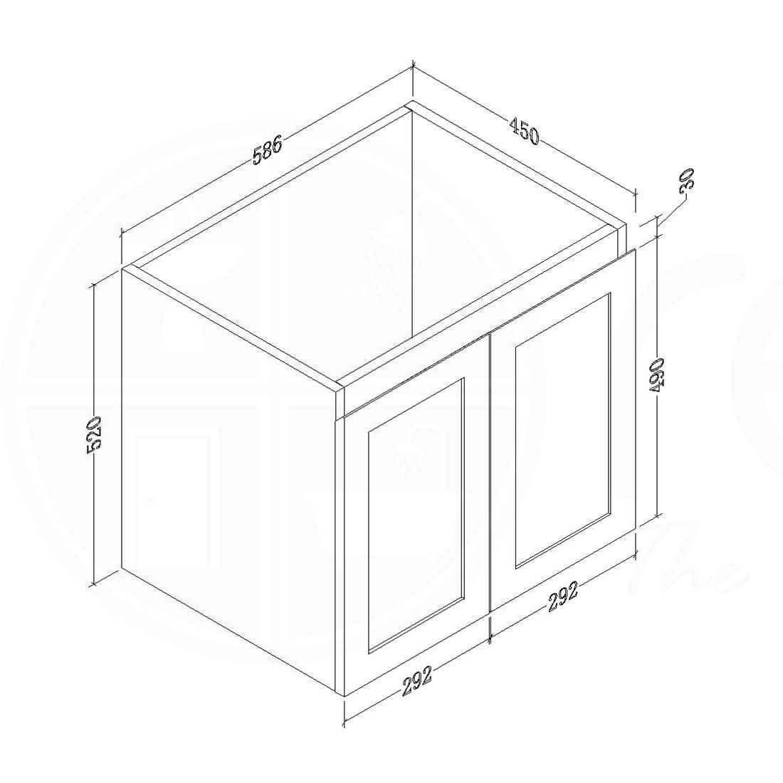 Shaker 600mm PVC Wall Hung Bathroom Vanity Cabinet