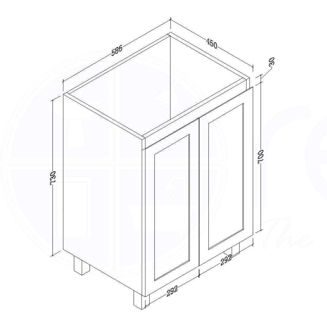 Shaker 600mm PVC Bathroom Vanity Cabinet