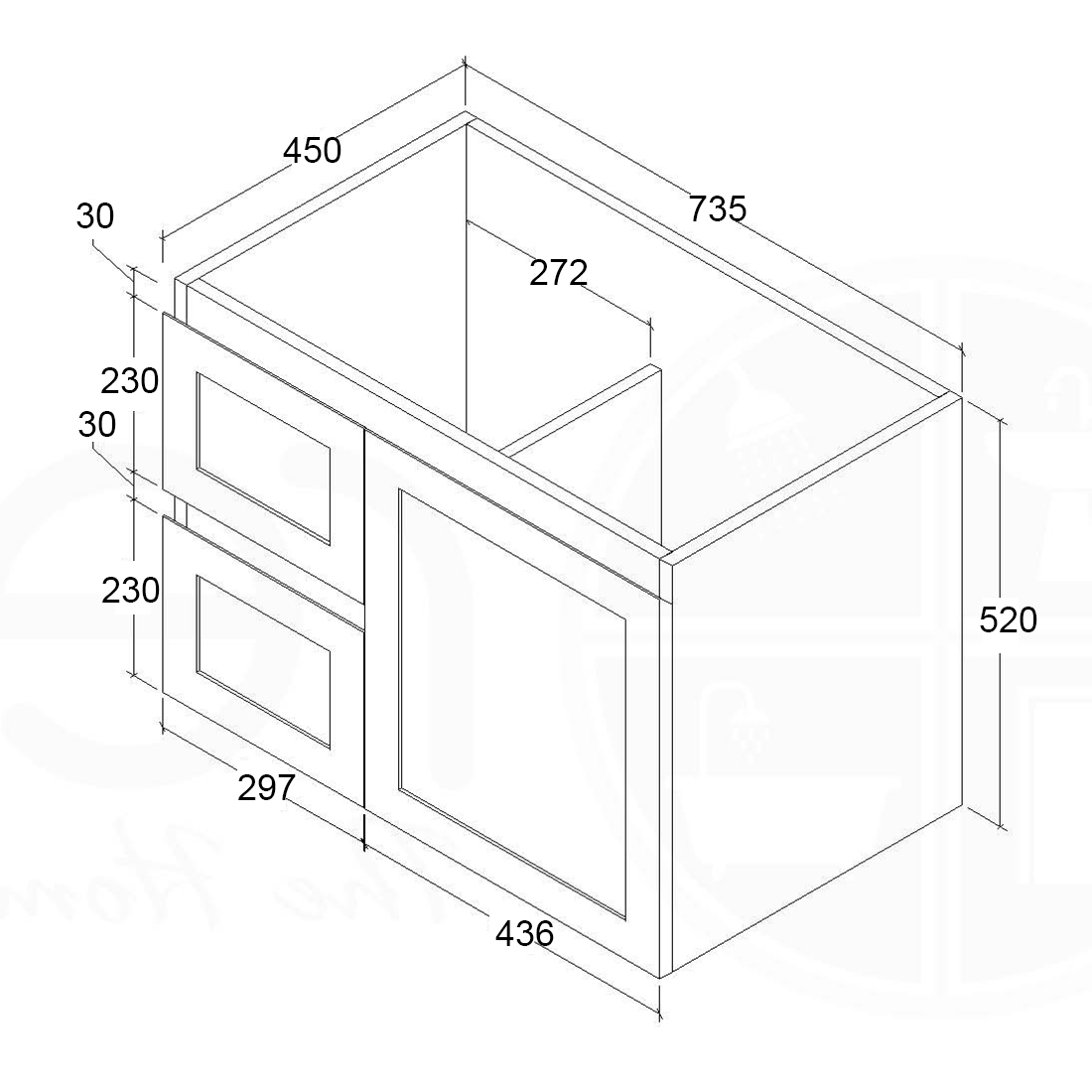 Shaker 750mm PVC Wall Hung Bathroom Vanity Cabinet