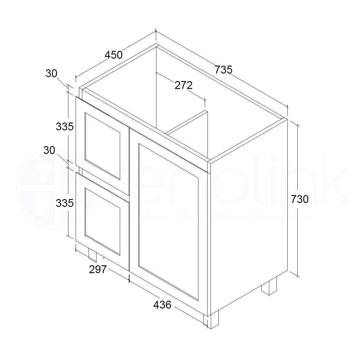 Shaker 750mm PVC Bathroom Vanity Cabinet