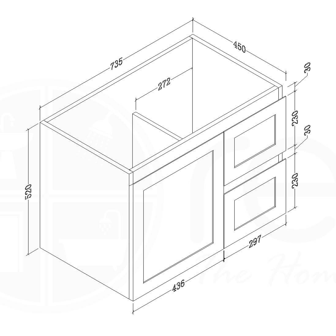 Shaker 750mm PVC Wall Hung Bathroom Vanity Cabinet