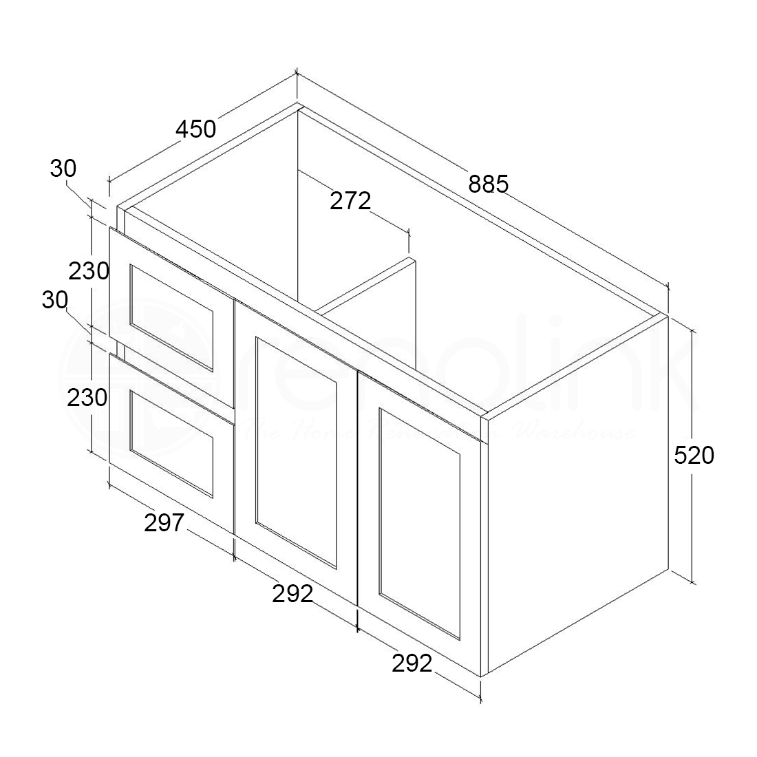 Shaker 900mm PVC Wall Hung Bathroom Vanity Cabinet