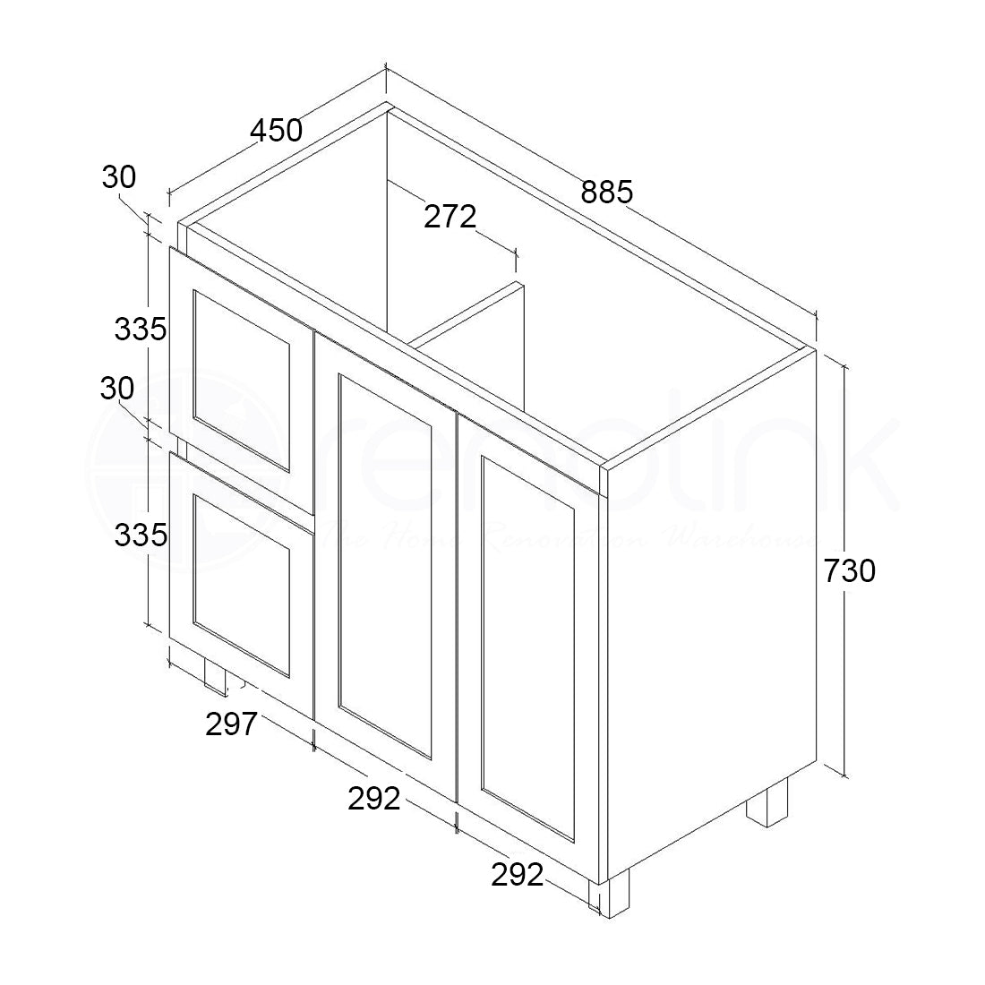 Shaker 900mm PVC Bathroom Vanity Cabinet