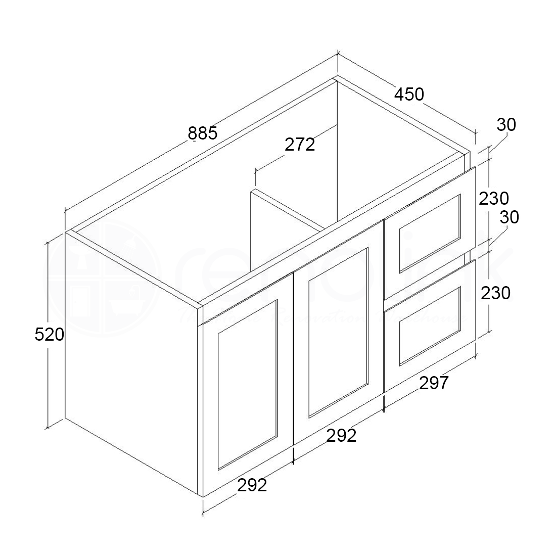 Shaker 900mm PVC Wall Hung Bathroom Vanity Cabinet