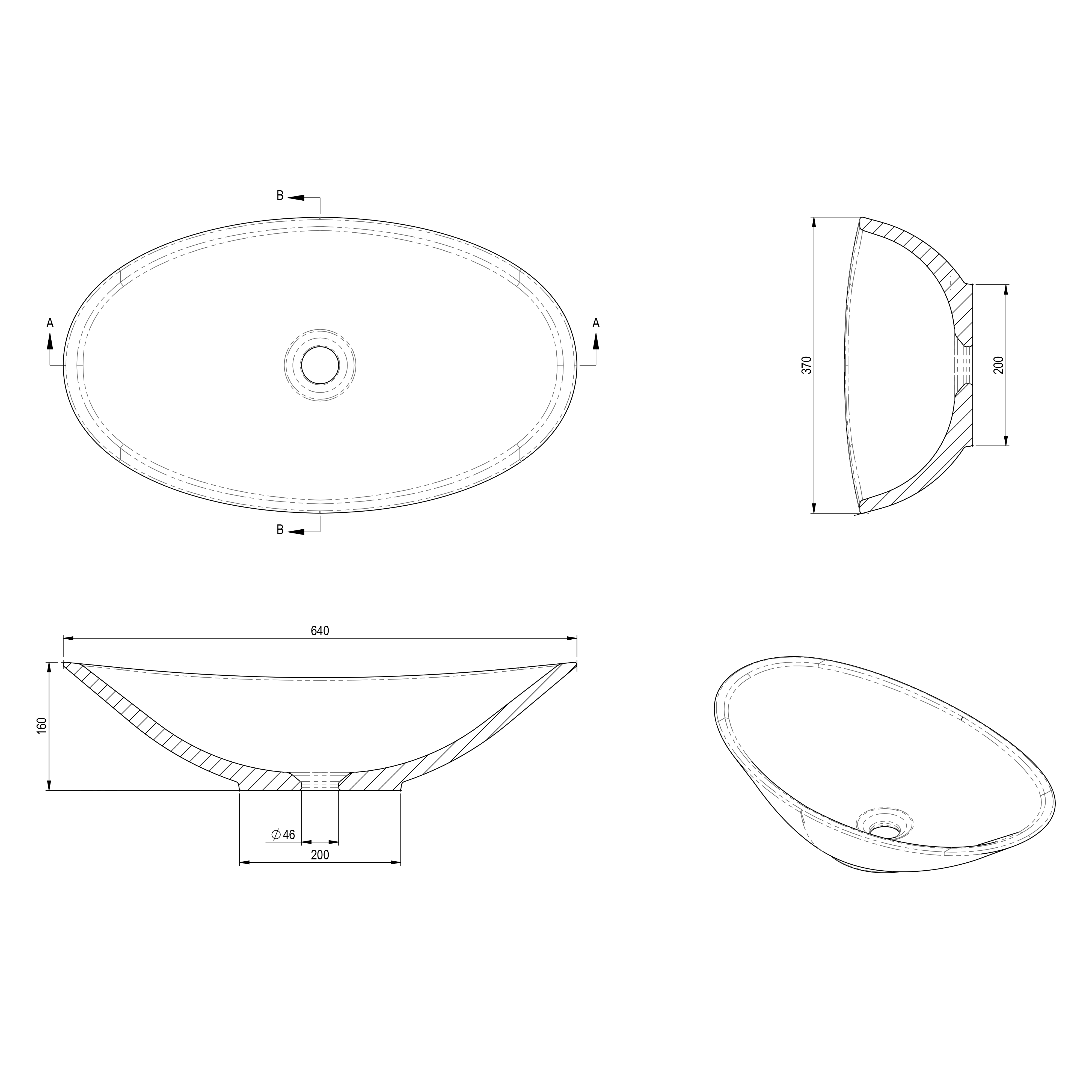 Spring Hill Designs Serica Teardrop Above Counter Concrete Basin White Terrazzo Black Aggregate