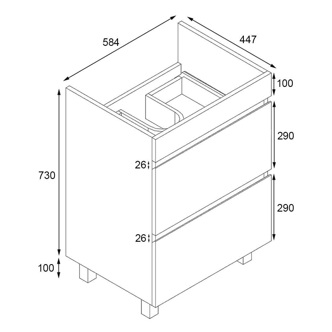 Vellena 600mm PVC Water Proof Empire Oak Bathroom Vanity Cabinet