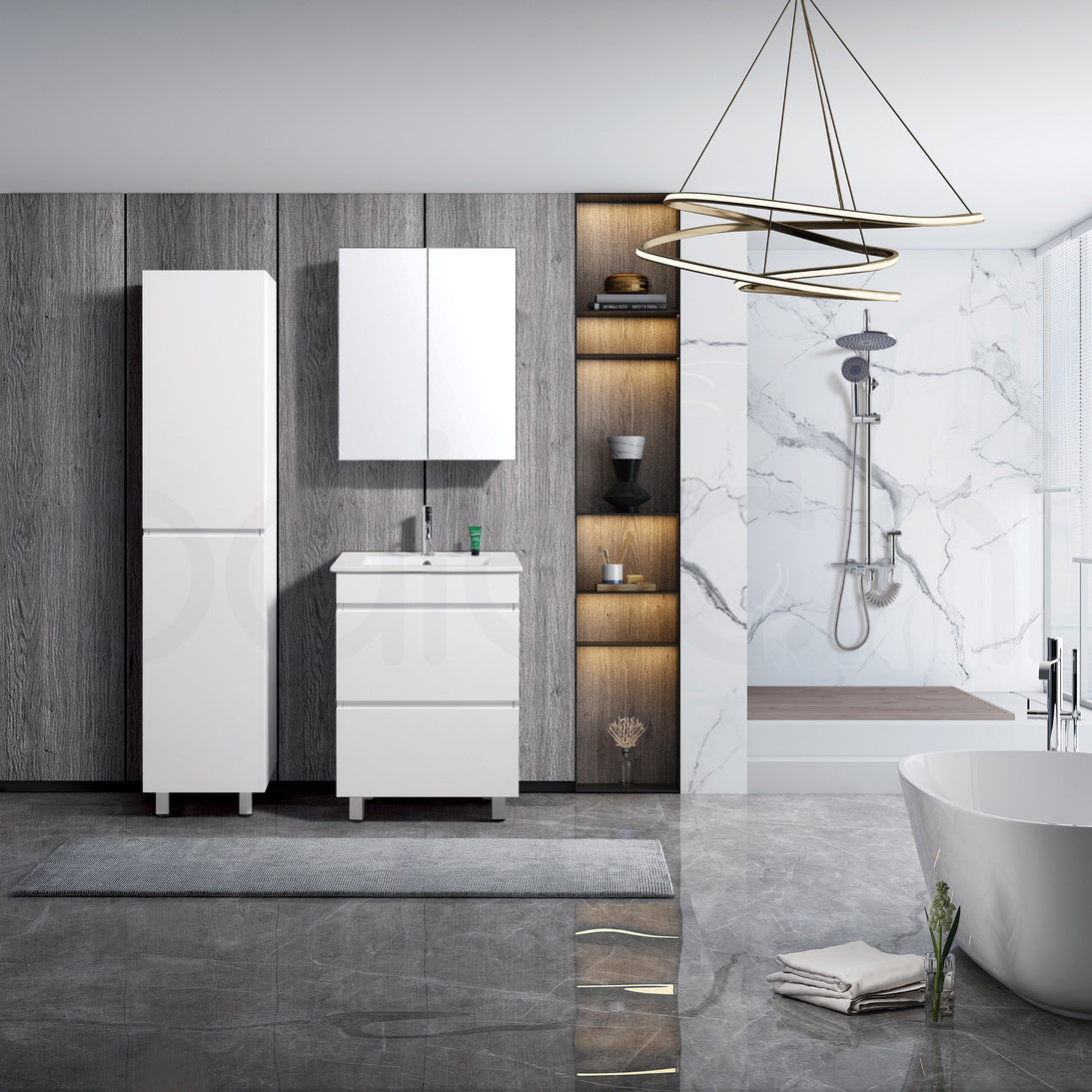 Vellena 600mm PVC Water Proof Bathroom Vanity Cabinet