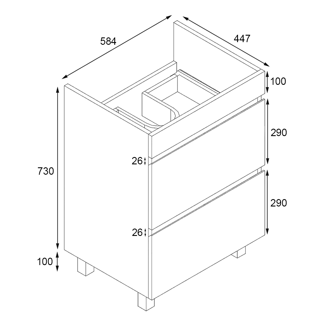 Vellena 600mm PVC Water Proof Bathroom Vanity Cabinet