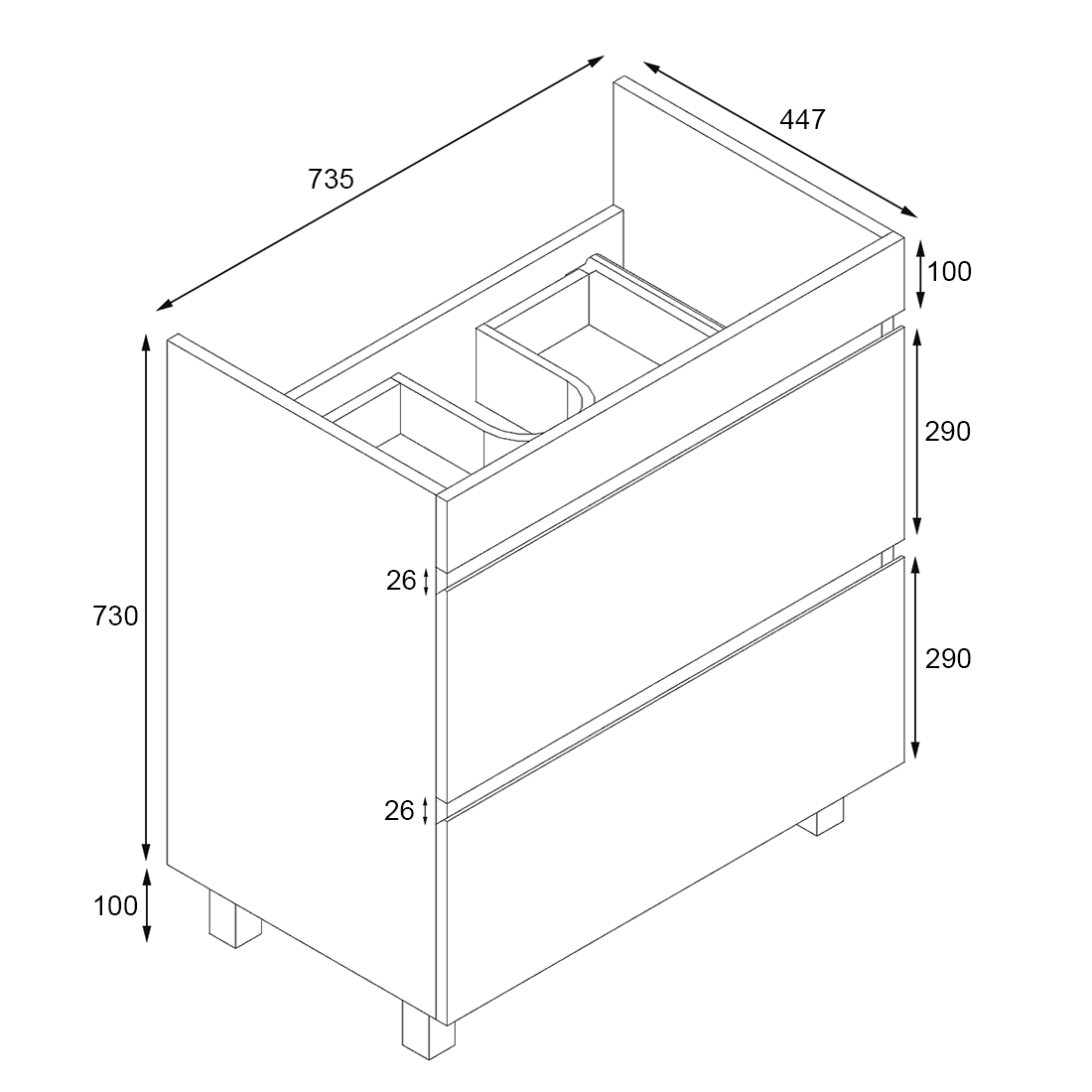 Vellena PVC 750 WASH WHITE Cabinet