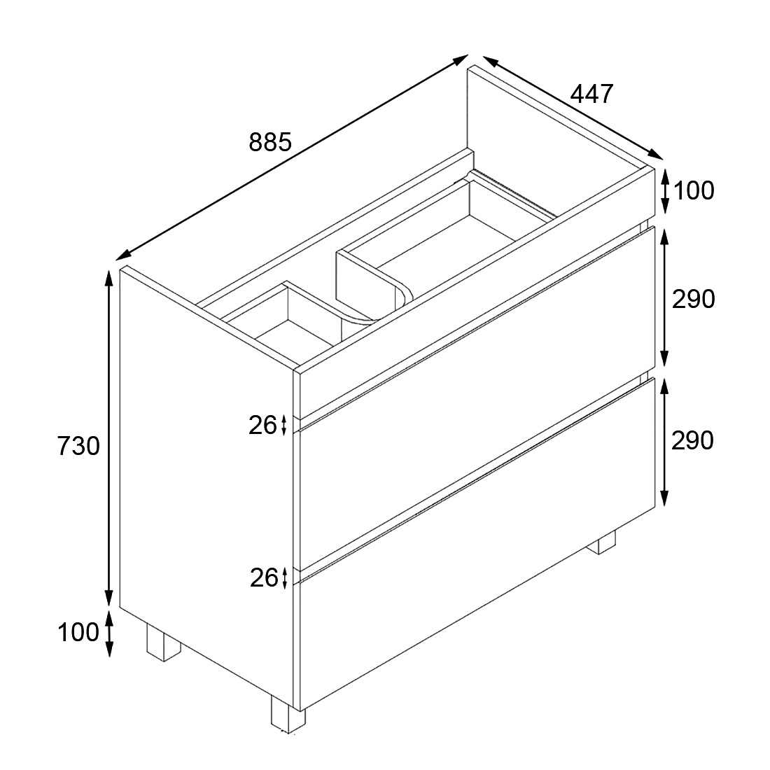 Vellena 900mm PVC Water Proof Wash White Bathroom Vanity Cabinet