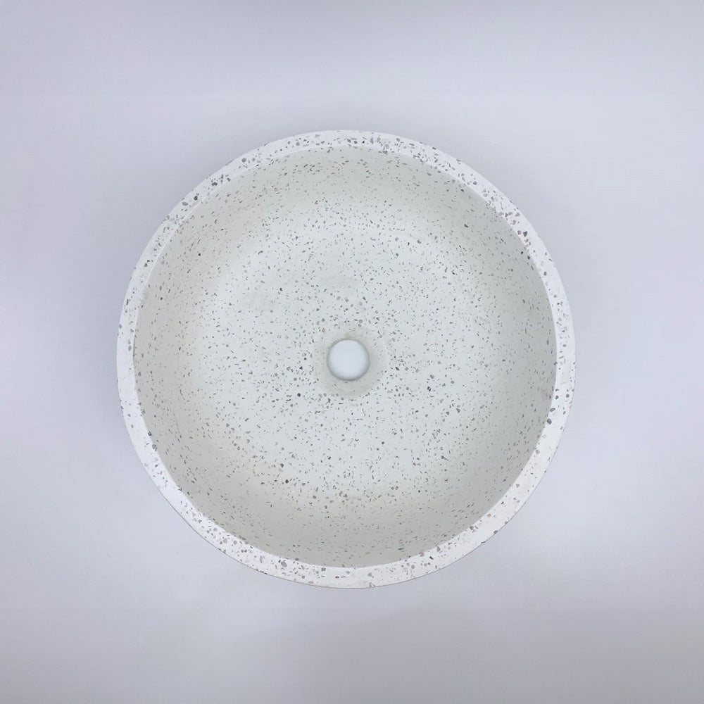 Spring Hill Designs Elios Circular Above Counter Concrete Basin White Terrazzo