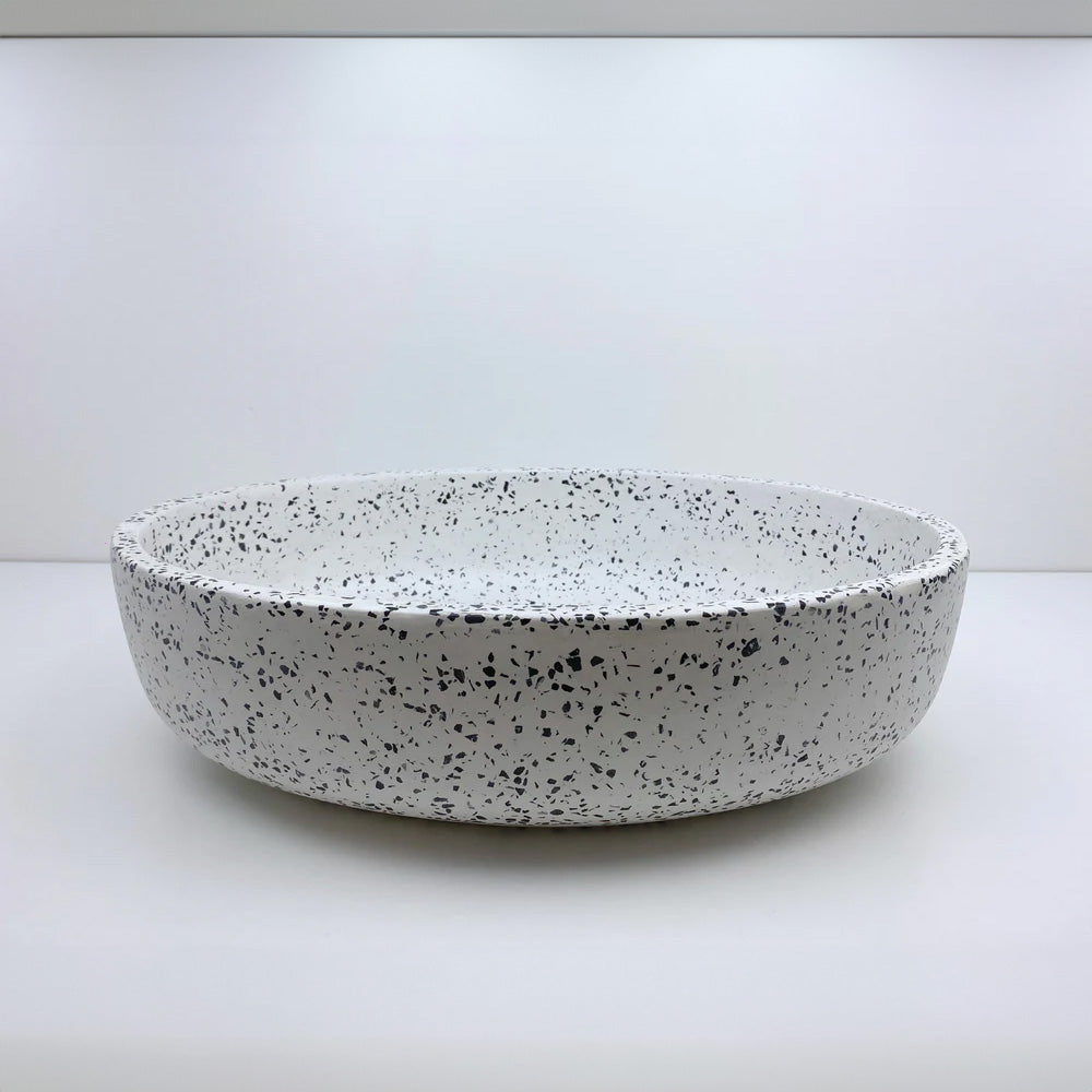 Spring Hill Designs Helia Oval Above Counter Concrete Basin White Terrazzo Black Aggregate