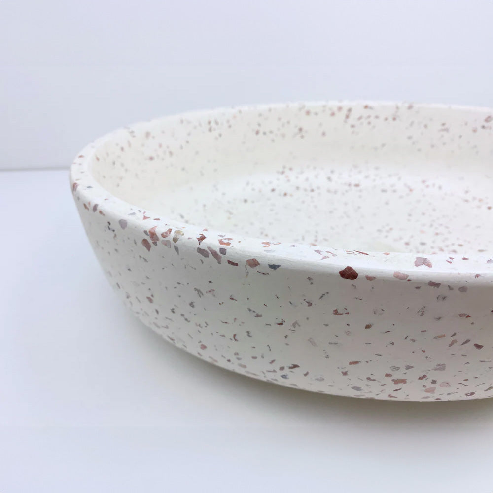 Spring Hill Designs Helia Petite Oval Above Counter Concrete Basin White Terrazzo Pink Aggregate