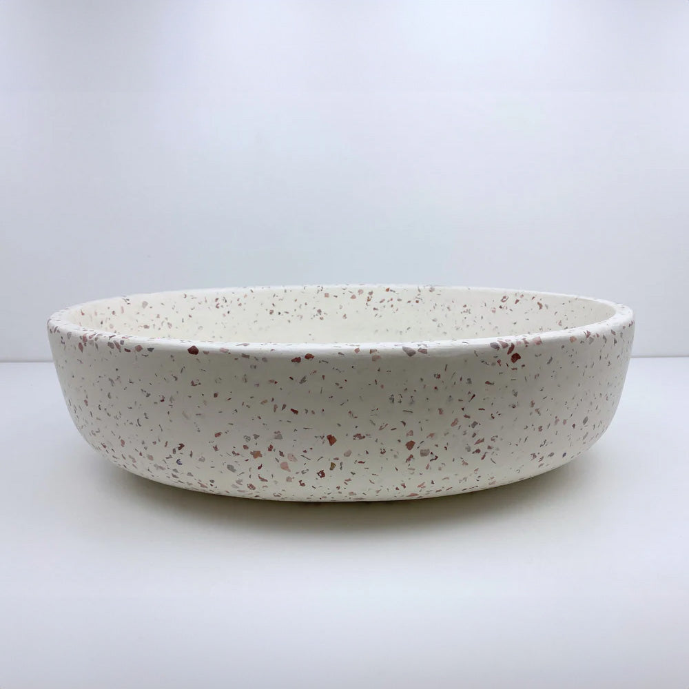 Spring Hill Designs Helia Petite Oval Above Counter Concrete Basin White Terrazzo Pink Aggregate