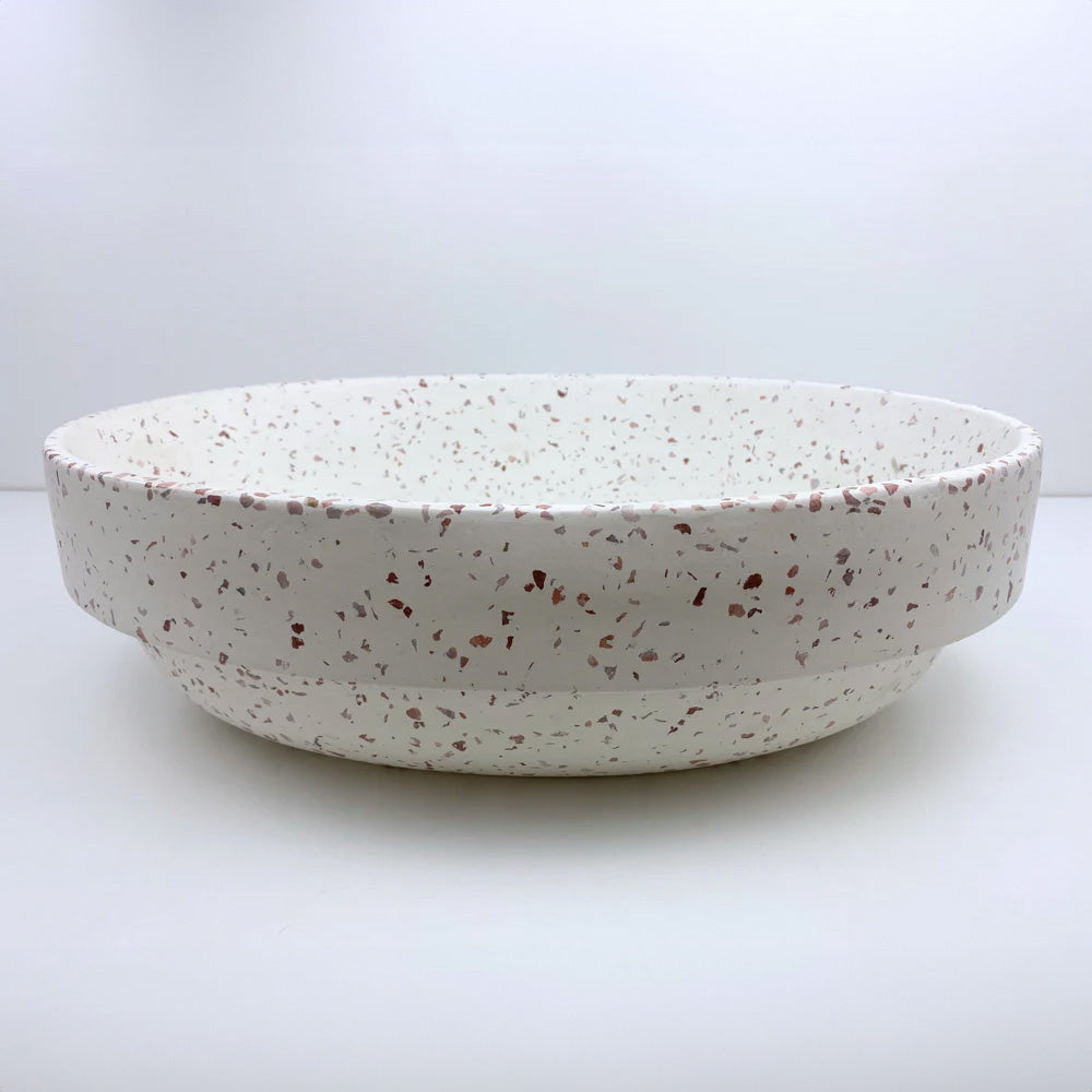 Spring Hill Designs Calista Oval Semi Inset Concrete Basin White Terrazzo Pink Aggregate