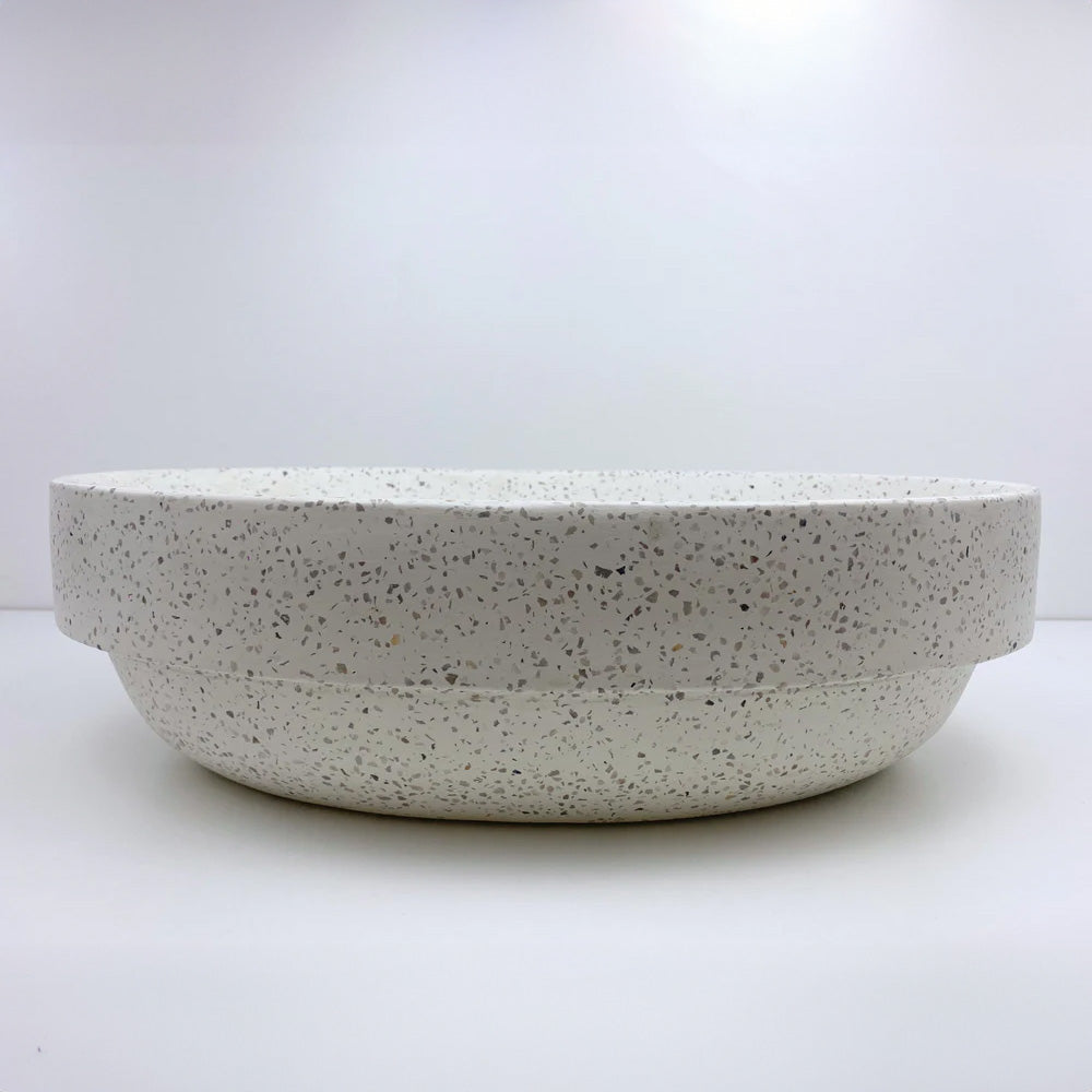 Spring Hill Designs Calista Oval Semi Inset Concrete Basin White Terrazzo