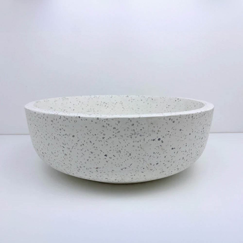 Spring Hill Designs Elios Circular Above Counter Concrete Basin White Terrazzo