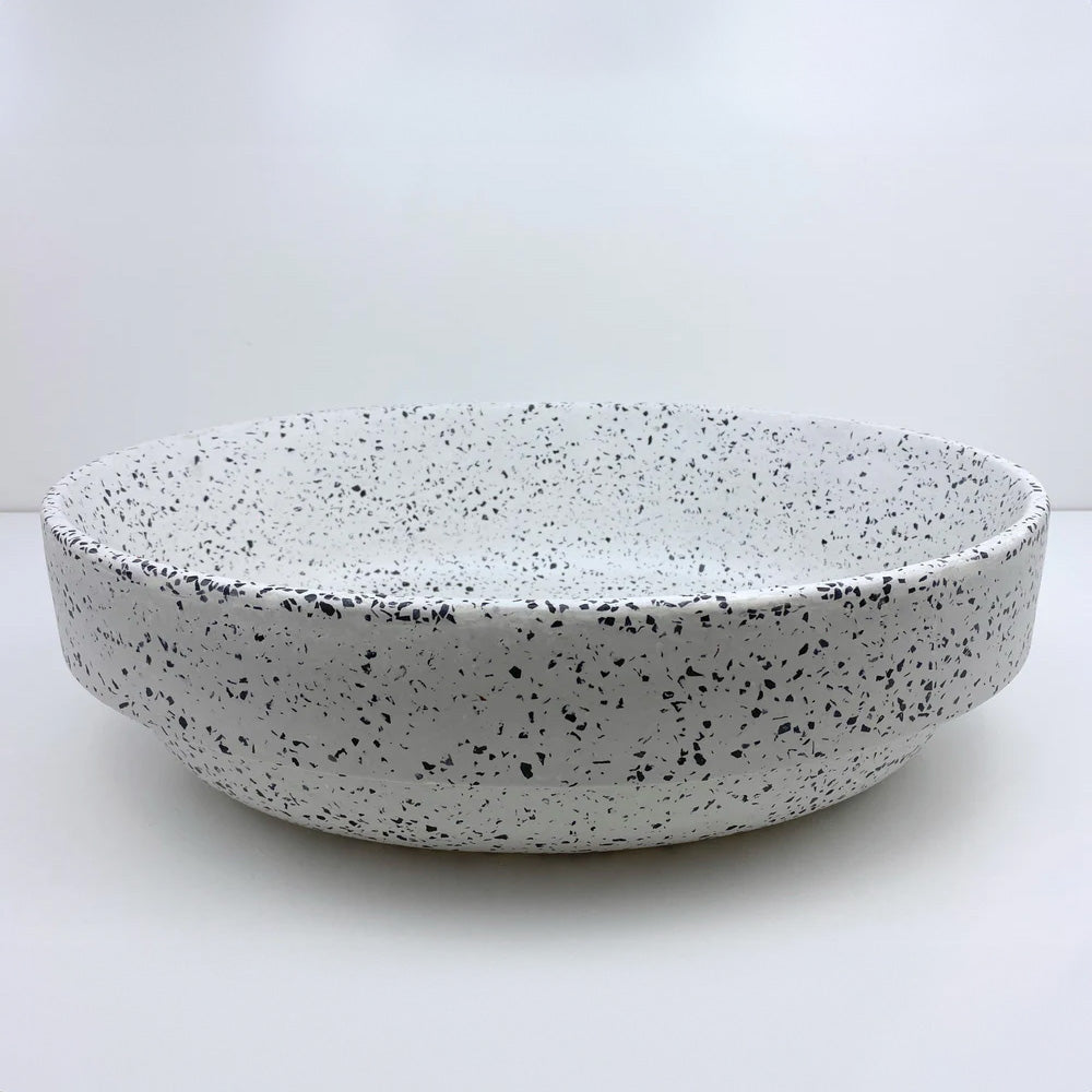 Spring Hill Designs Calista Oval Semi Inset Concrete Basin White Terrazzo Black Aggregate