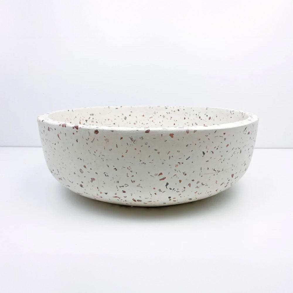 Spring Hill Designs Elios Circular Above Counter Concrete Basin White Terrazzo Pink Aggregate